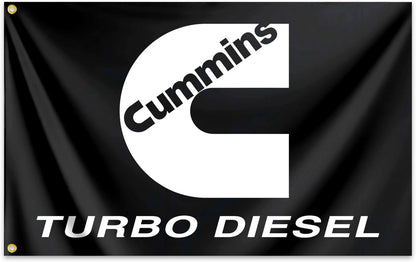 Cummins Flag-3x5 FT-Black-100% polyester-2 Metal Grommets Cummins Turbo Diesel Banner