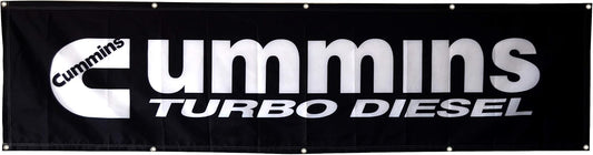 Cummins Turbo Deisel Flag-2x8 FT-100% polyester-10 Metal Grommets Banner-Black Cummins