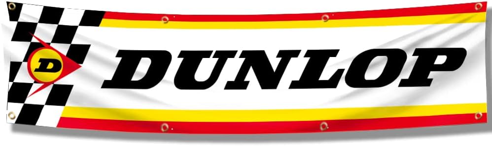 Dunlop Banner-2x8 FT-100% polyester-8 Metal Grommets -Dunlop Flag