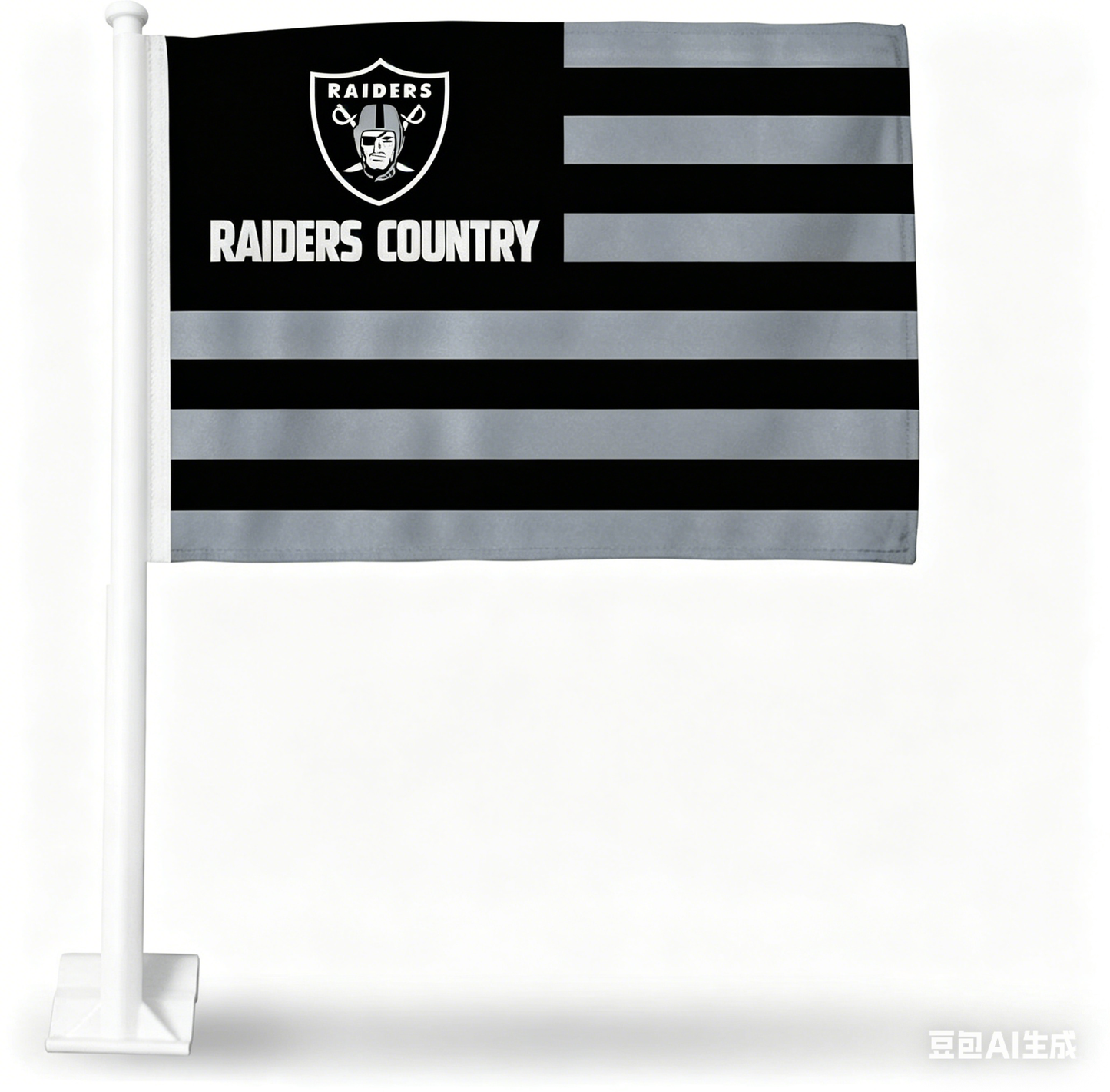 Car Window Flag of Las Vegas Raiders 11X18 Inch(2 pack) 100% Polyester, White Strong White Flagpole