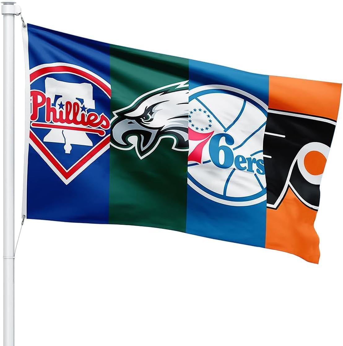 Philadelphia Flag-3x5Ft Banner-100% polyester- 2 Metal Grommets-Phillies-Flyers-Eagles-76ers