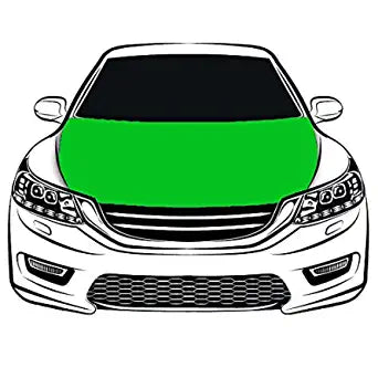 Green Car Hood Cover Flag ,Green Engine Banner,3.3X5ft,100% Polyester Elastic Fabrics Can be Washed