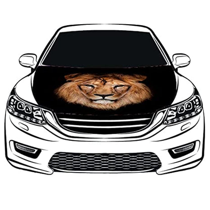 Black Lion Car Hood Cover Flag , Engine Banner Flag Black Lion Logo,3.3X5ft,100% Polyester Elastic Fabrics Can be Washed