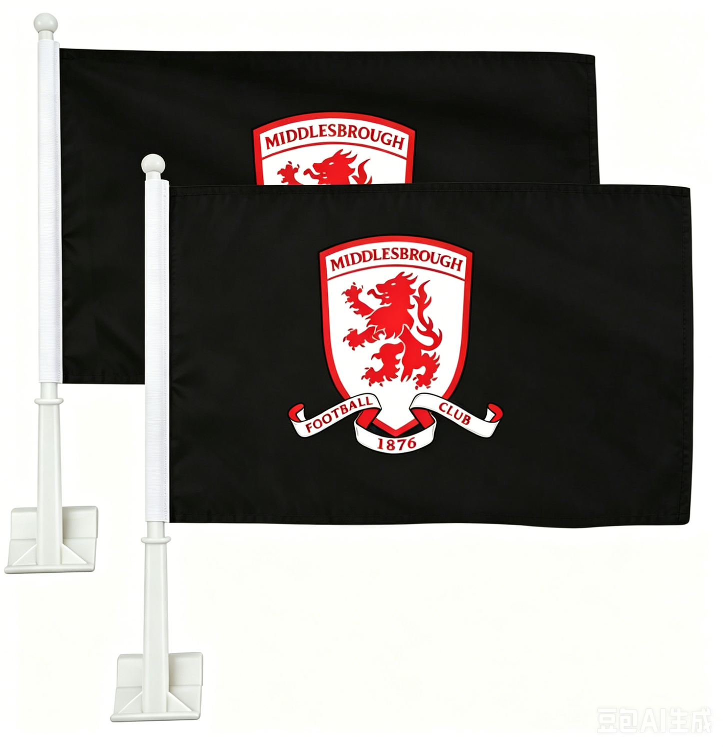 2 Pack Car Window Flag of Middlesbrough Football Club 11X18 Inch - BORO Middlesbrough F.C. Flag 100% Polyester, White Strong White Flagpole