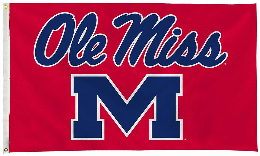 NCAA University of Mississippi Flag- 3x 5 ft -Ole Miss Rebels UM Banner Flag -U M 100% polyester