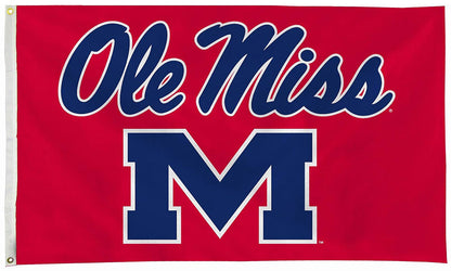 NCAA University of Mississippi Flag- 3x 5 ft -Ole Miss Rebels UM Banner Flag -U M 100% polyester