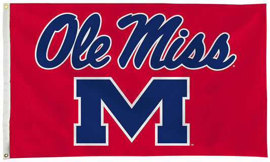 NCAA University of Mississippi Flag- 3x 5 ft -Ole Miss Rebels UM Banner Flag -U M 100% polyester