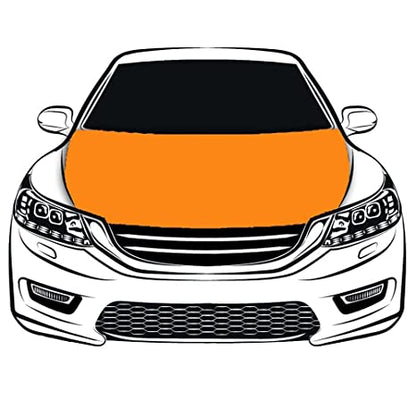 Orange Car Hood Cover Flag ,Orange Engine Banner,3.3X5ft,100% Polyester Elastic Fabrics Can be Washed