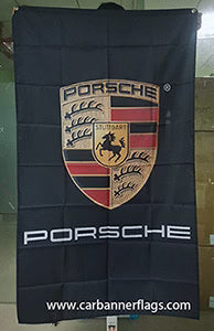 Porsche Flag- 3x5 FT Banner-100% polyester-Motorsports-Racing