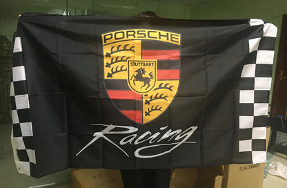 Porsche Flag- 3x5 FT Banner-100% polyester-Motorsports-Racing