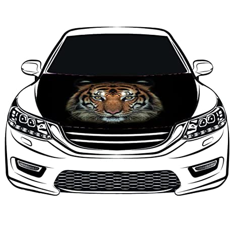 Black Tiger Car Hood Cover Flag , Engine Banner Flag Black Tiger Logo,3.3X5ft,100% Polyester Elastic Fabrics Can be Washed