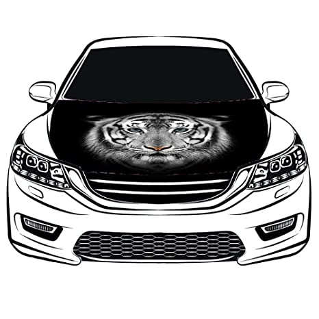 Black Tiger Car Hood Cover Flag , Engine Banner Flag Black Tiger Logo,3.3X5ft,100% Polyester Elastic Fabrics Can be Washed