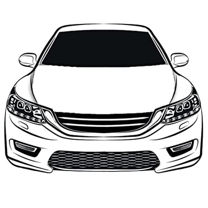 White Car Hood Cover Flag ,White Engine Banner,3.3X5ft,100% Polyester Elastic Fabrics Can be Washed