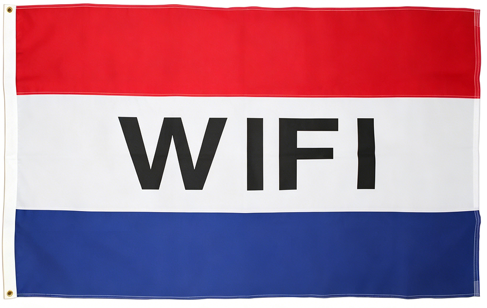 Wifi Flag-3x5 FT  wi-fi  Banner-100% polyester-2 Metal Grommets-One sided /Double sided