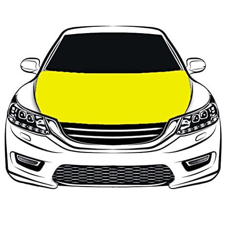 Yellow Car Hood Cover Flag ,Yellow Engine Banner,3.3X5ft,100% Polyester Elastic Fabrics Can be Washed