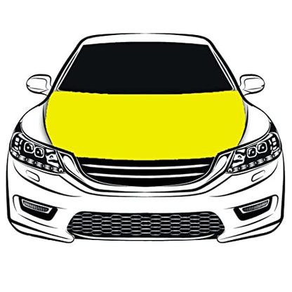 Yellow Car Hood Cover Flag ,Yellow Engine Banner,3.3X5ft,100% Polyester Elastic Fabrics Can be Washed