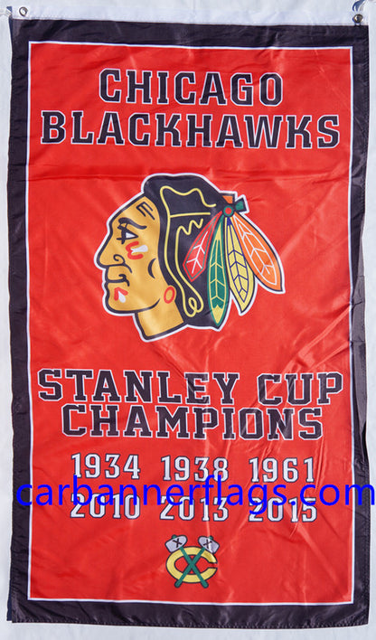 Chicago Blackhawks Flag-3x5Ft NHL Blackhawks Banner-100% polyester