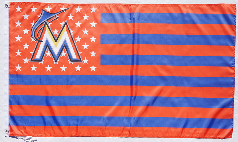 Miami Marlins Flag-3x5 FT MLB Marlins Banner-100% polyester-2 Metal Grommets