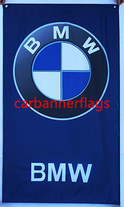 BMW flag for car racing-3x5 FT-100% polyester Banner- 2 Metal Grommets