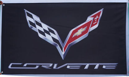 Chevrolet Corvette Flag-3x5 Checkered Banner-Metal Grommets