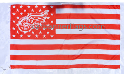 Detroit Red Wings Flag-3x5ft NHL Red Wings Banner-100% polyester -striped - champions
