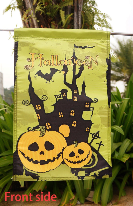 Happy Haunting Halloween Garden Flag Bats Pumpkins Scary Mini Banner "12.5 x 18" "28 x 40" Inches