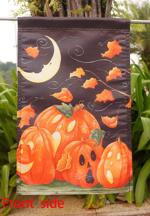 Scary Night - Decorative Spooky Jack o Lantern Pumpkin Halloween House Flag - "12.5 x 18" "28 x 40" Inches