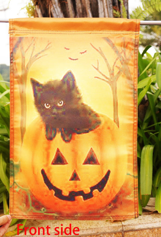 Halloween Kitten Black Cat Garden Flag Fall- "12.5 x 18" "28 x 40" Inches
