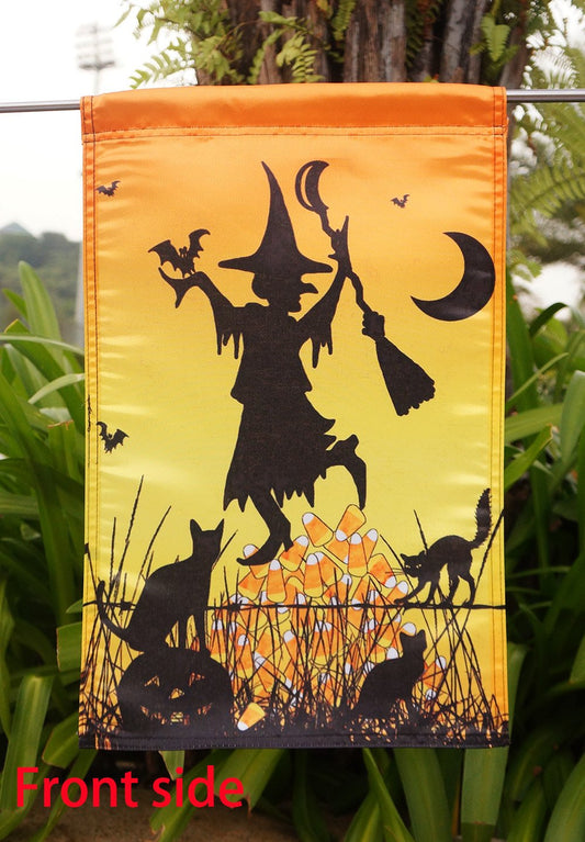 Home Garden Candy Corn Witch 12.5 x 18-Inch Decorative Garden Flag - "12.5 x 18" "28 x 40" Inches