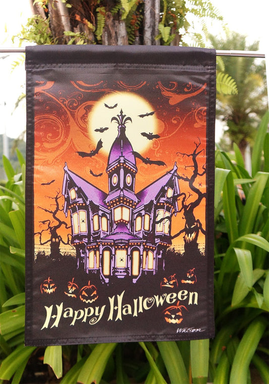 Home Garden Banner Flag Halloween Manor HalloweenFall Decorative Garden Flag - "12.5 x 18" "28 x 40" Inches