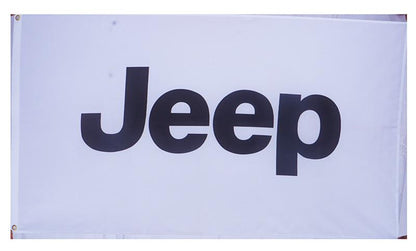 Jeep Flag-3x5 FT-100% polyester Banner-white-green-earth yellow
