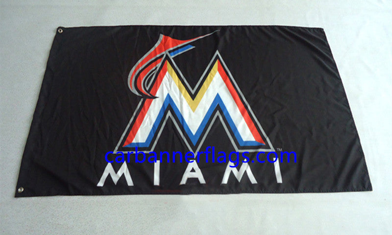 Miami Marlins Flag-3x5 FT MLB Marlins Banner-100% polyester-2 Metal Grommets