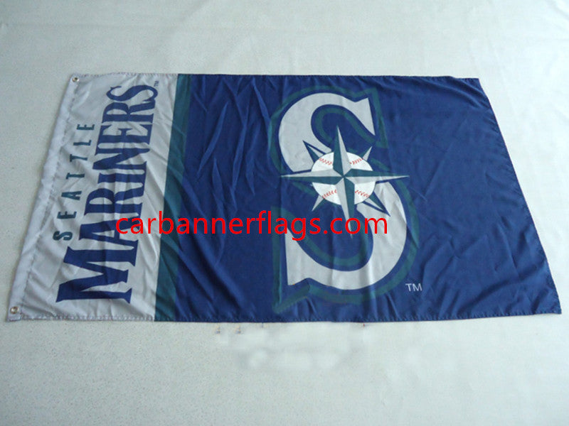 Seattle Mariners Flag 3x5 FT Banner 100D Polyester MLB Mariners Flag Brass Grommets