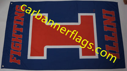 NCAA Illinois Fighting Illini Flag University of Illinois Banner,100% polyester flag,3*5 ft