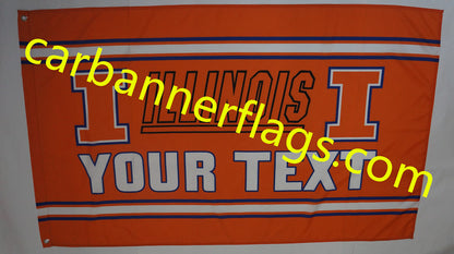 NCAA Illinois Fighting Illini Flag University of Illinois Banner,100% polyester flag,3*5 ft