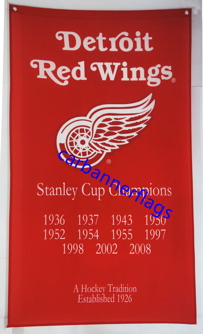 Detroit Red Wings Flag-3x5ft NHL Red Wings Banner-100% polyester -striped - champions