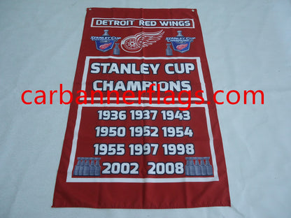Detroit Red Wings Flag-3x5ft NHL Red Wings Banner-100% polyester -striped - champions