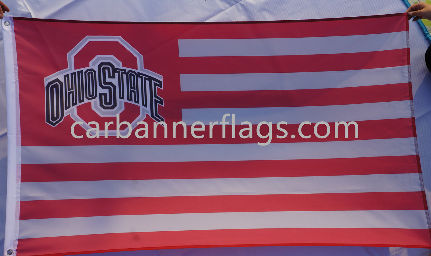 NCAA Ohio State Buckeyes Flag 3x5Ft  Ohio State University Banner,100% polyester