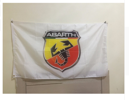 Abarth flag 3x5FT Custom High Quality Fait Scorpion Logo Abarth banner -100% polyester-2 Metal Grommets