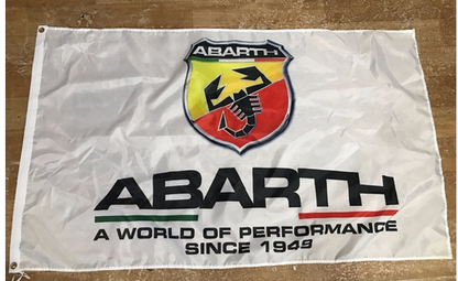 Abarth flag 3x5FT Custom High Quality Fait Scorpion Logo Abarth banner -100% polyester-2 Metal Grommets