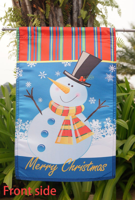 Merry Christmas Snowman Home Garden Flag - "12.5 x 18" "28 x 40" Inches