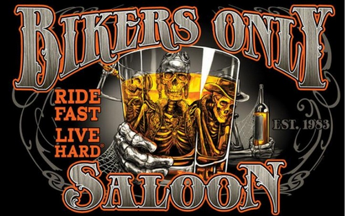 Bikers Only Saloon Flag-3x5 FT Banner-100% polyester-2 Metal Grommets