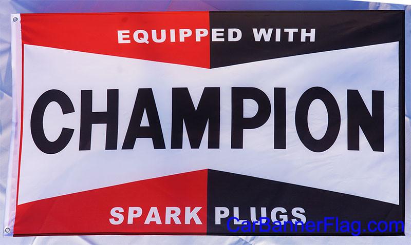 Champion Flag-3x5 Equipped with Champion Spark Plugs banner