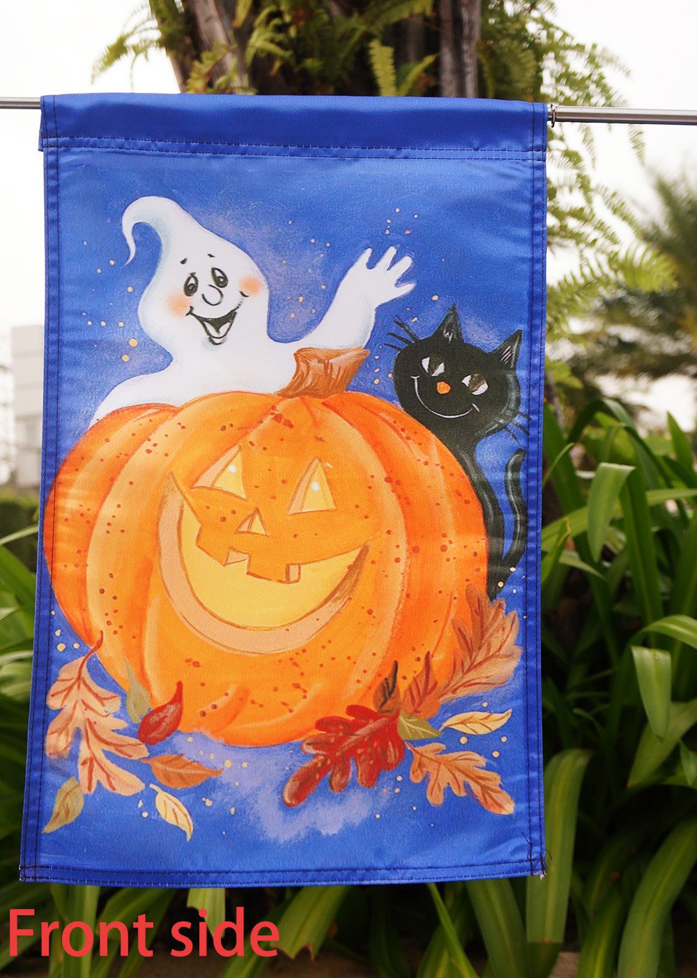 Pumpkin Ghost Halloween House Flag Black Cat Jack O'lantern Holiday"12.5 x 18" "28 x 40" Inches