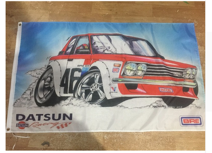 Nissan Datsun Flag-3x5 Banner-2 Metal Grommets Checkered Nissan Datsun car banner flags 100% polyester
