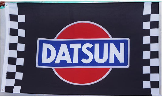 Nissan Datsun Flag-3x5 Banner-2 Metal Grommets Checkered Nissan Datsun car bannerflags 100% pilyester