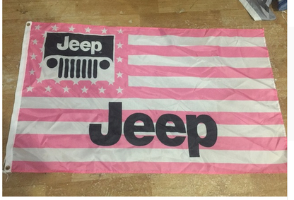 Jeep Flag-3x5 FT-100% polyester Banner-white-green-earth yellow