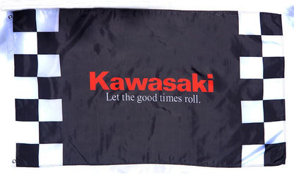 Kawasaki Checkered Flag-3x5 FT-100% polyester Banner