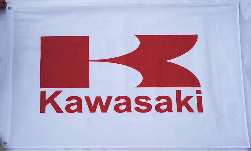 Kawasaki Checkered Flag-3x5 FT-100% polyester Banner