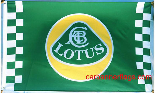 Lotus Flag-3x5 Checkered Lotus Banner-100% polyester-Green